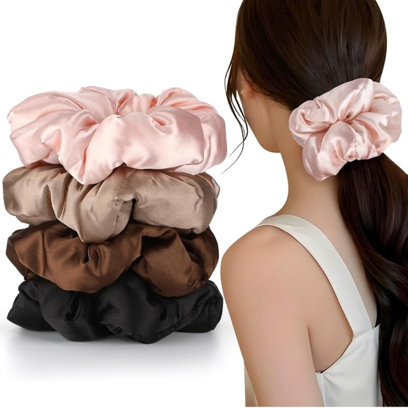 4Pcs Satin Hair Scrunchies, Large Pillow Scrunchies - Picture 1 of 8